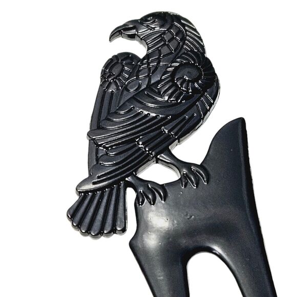 Raven Hair Prong Styling Pins Black Wicca Witch Stick Whimsical Goth Bird Crow - Picture 10 of 14